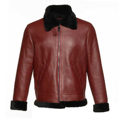 Aurelius Burgundy B3 bomber shearling jacket