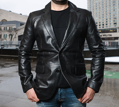 Black leather blazer