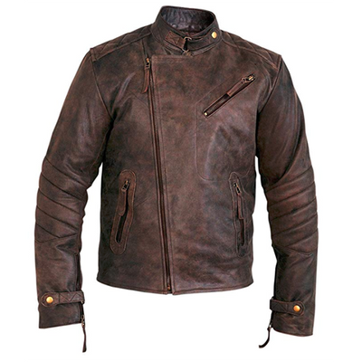 Cognac vintage cafe racer leather jacket